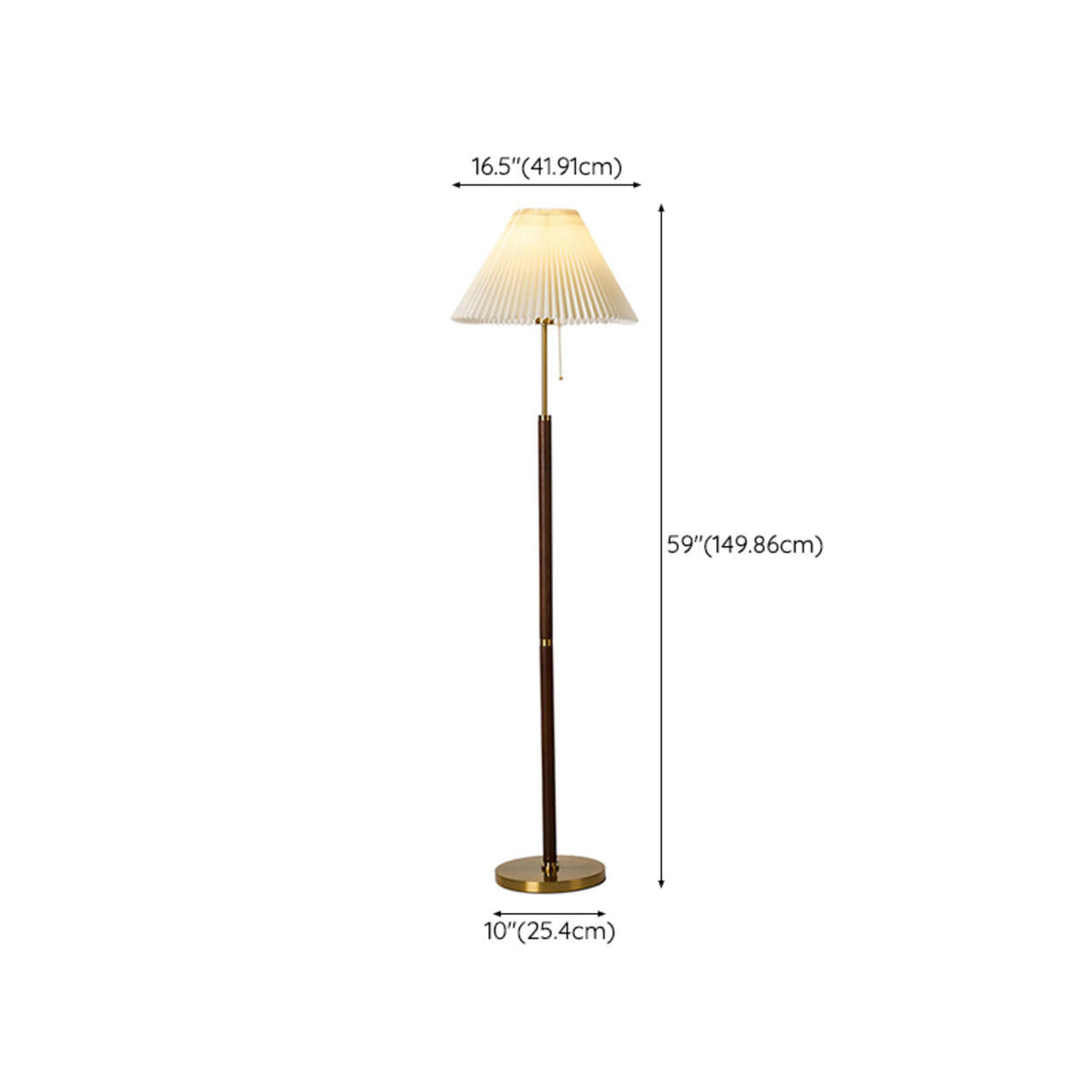 Classic Pleated Shade and Wooden Stand Floor Lamp 