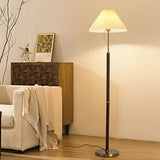 Classic Pleated Shade and Wooden Stand Floor Lamp Image - 2