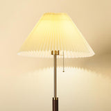 Classic Pleated Shade and Wooden Stand Floor Lamp Image - 9