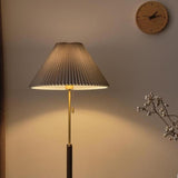 Classic Pleated Walnut Floor Lamp with Pull Chain Image - 10