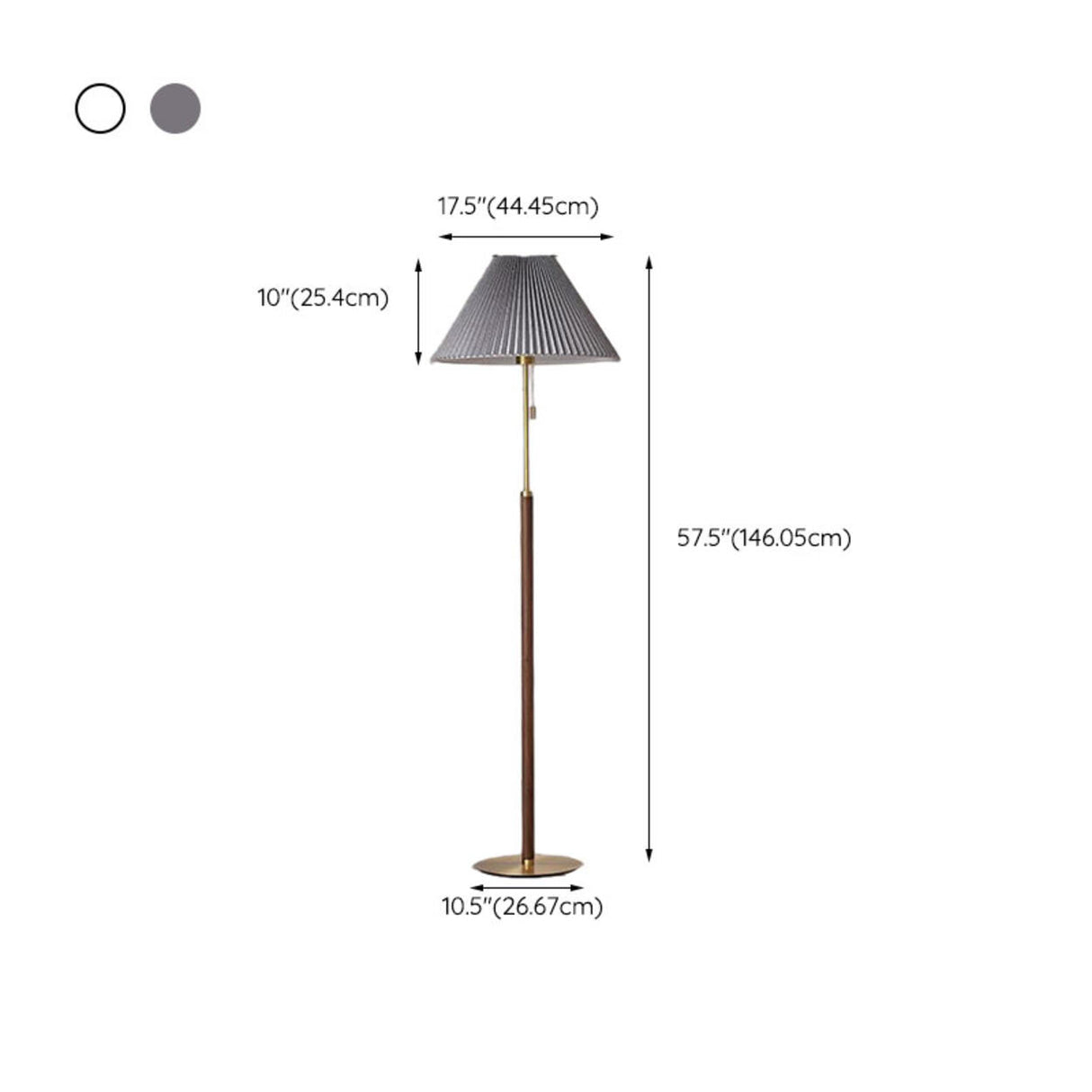 Classic Pleated Walnut Floor Lamp with Pull Chain 