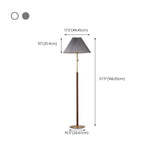 Classic Pleated Walnut Floor Lamp with Pull Chain #size