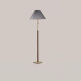 Classic Pleated Walnut Floor Lamp with Pull Chain Image - 2