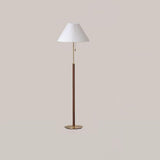 Classic Pleated Walnut Floor Lamp with Pull Chain Image - 3