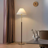 Classic Pleated Walnut Floor Lamp with Pull Chain Image - 4