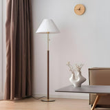 Classic Pleated Walnut Floor Lamp with Pull Chain Image - 5