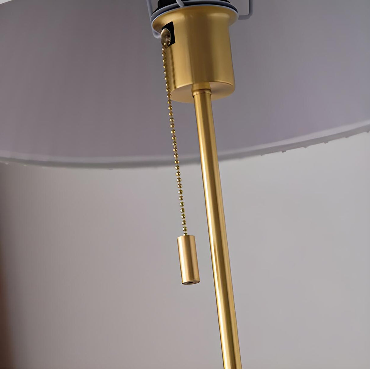 Classic Pleated Walnut Floor Lamp with Pull Chain Image - 8