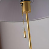 Classic Pleated Walnut Floor Lamp with Pull Chain Image - 8