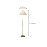 Classic Pleated Wooden Floor Lamp with Pull Chain Image - 10