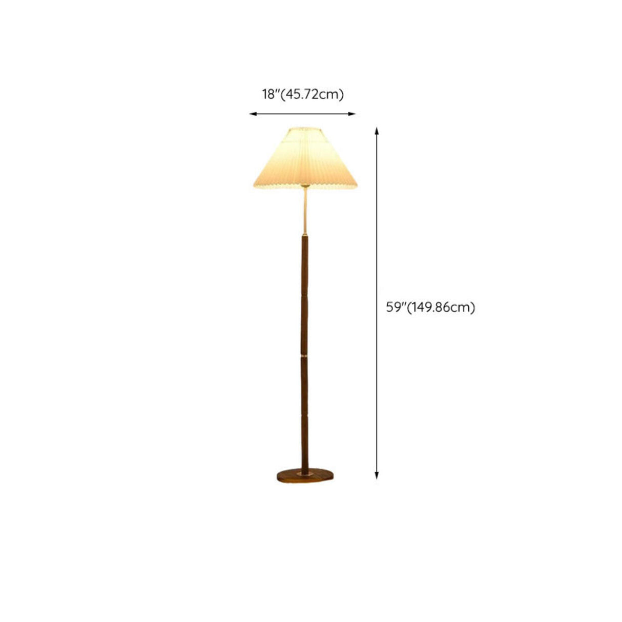 Classic Pleated Wooden Floor Lamp with Pull Chain 