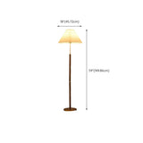 Classic Pleated Wooden Floor Lamp with Pull Chain #size