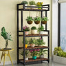 Classic Rectangle Wood Floor Metal Plant Stand Black Image - 5