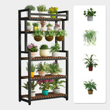 Classic Rectangle Wood Floor Metal Plant Stand Black Image - 8