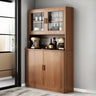 Classic Rectangular Wood Brown Storage Wine Cabinet Image - 16