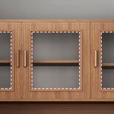 Classic Rectangular Wood Brown Storage Wine Cabinet Image - 7