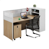 Classic Rectangular Wood White Compact Storage Office Set Image - 14