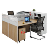 Classic Rectangular Wood White Compact Storage Office Set Image - 17