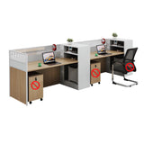 Classic Rectangular Wood White Compact Storage Office Set Image - 22