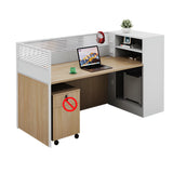 Classic Rectangular Wood White Compact Storage Office Set Image - 24