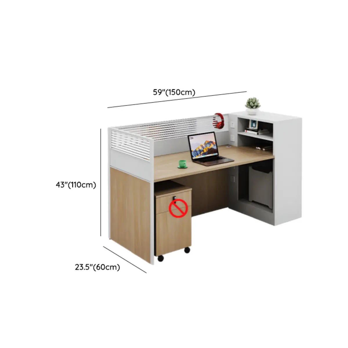 Classic Rectangular Wood White Compact Storage Office Set 