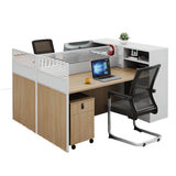 Classic Rectangular Wood White Compact Storage Office Set Image - 4