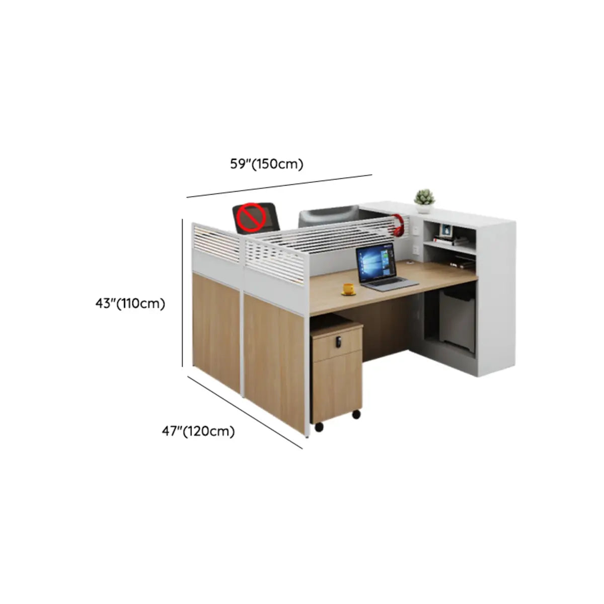 Classic Rectangular Wood White Compact Storage Office Set Image - 40