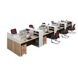 Classic Rectangular Wood White Compact Storage Office Set Image - 5