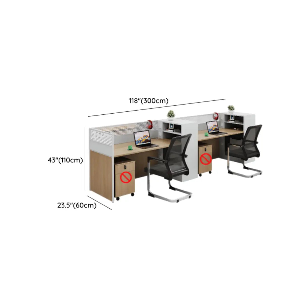 Classic Rectangular Wood White Compact Storage Office Set Image - 50