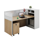 Classic Rectangular Wood White Compact Storage Office Set Image - 8