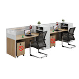 Classic Rectangular Wood White Compact Storage Office Set Image - 9