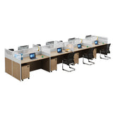 Classic Rectangular Wooden Storage Computer Desks Set Image - 11