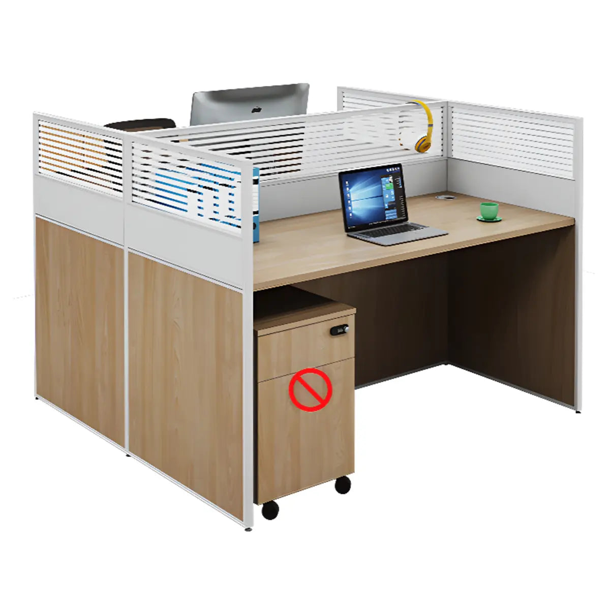 Classic Rectangular Wooden Storage Computer Desks Set Image - 15