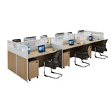 Classic Rectangular Wooden Storage Computer Desks Set Image - 17