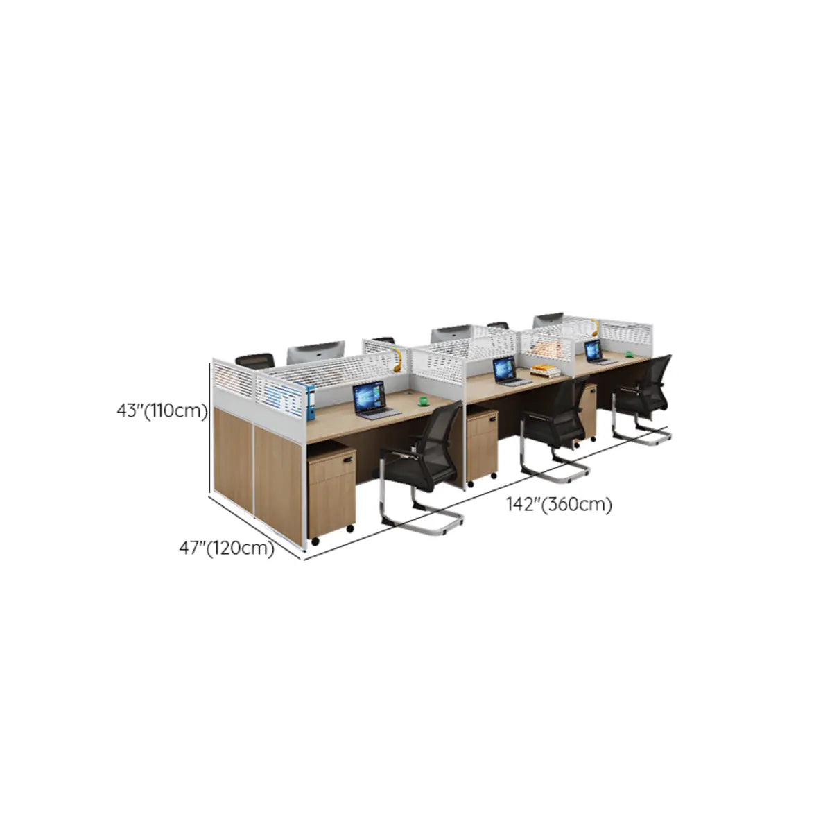 Classic Rectangular Wooden Storage Computer Desks Set Image - 28