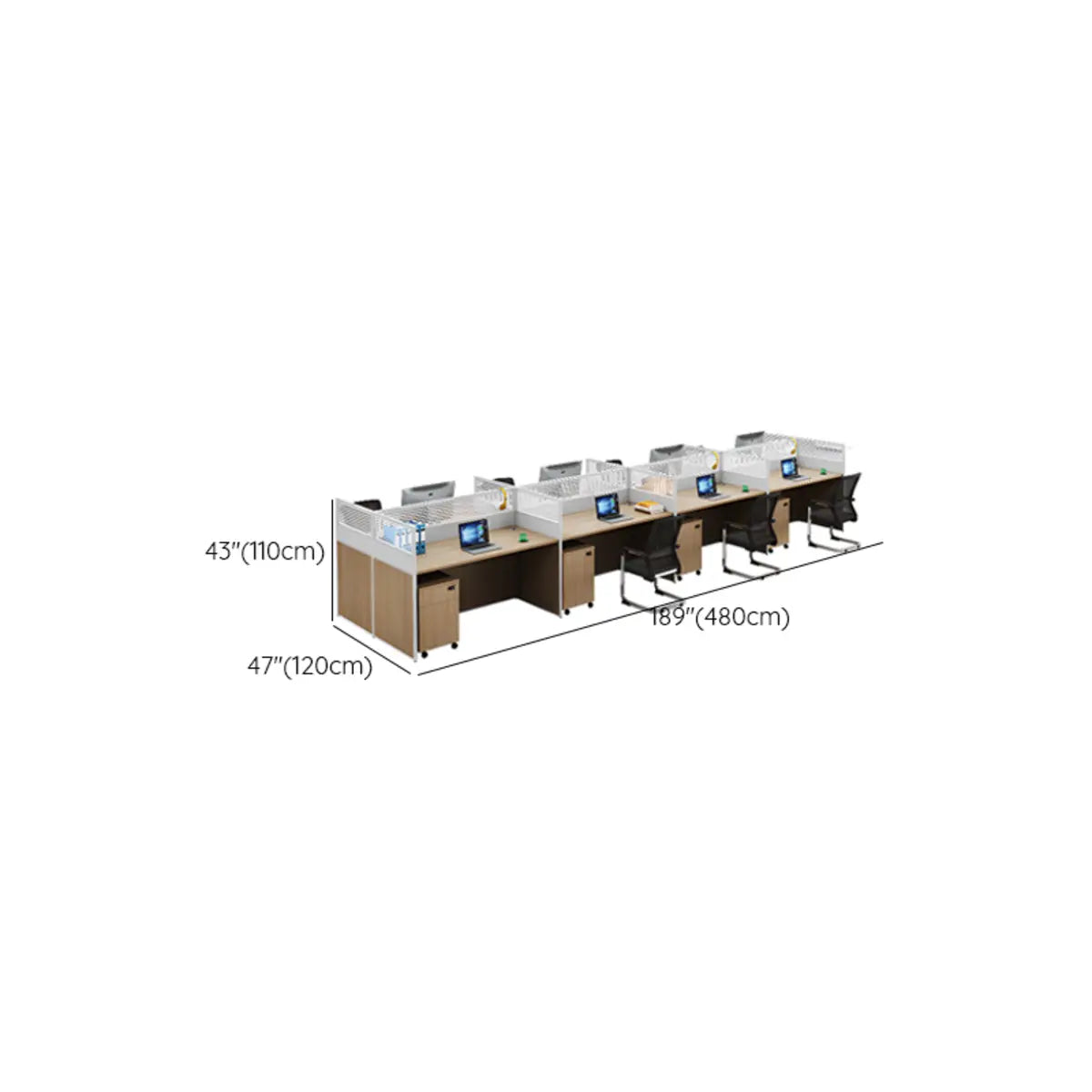 Classic Rectangular Wooden Storage Computer Desks Set Image - 29