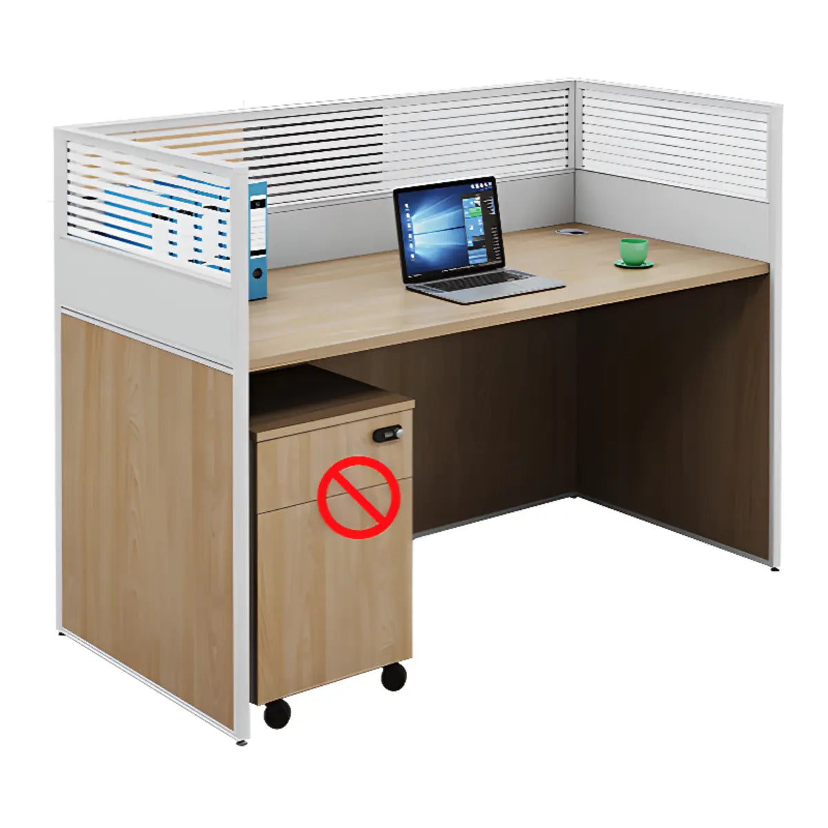 Classic Rectangular Wooden Storage Computer Desks Set Image - 5