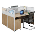 Classic Rectangular Wooden Storage Computer Desks Set Image - 8