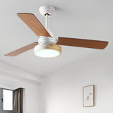 Classic Remote Control Wood 3 Blade Ceiling Fan Light Image - 3