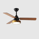 Classic Remote Control Wood 3 Blade Ceiling Fan Light Image - 5