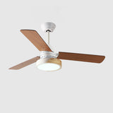 Classic Remote Control Wood 3 Blade Ceiling Fan Light Image - 6