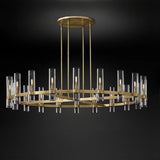 Classic Round Cylinder Glass Dining Room Bronze Chandelier Image - 10