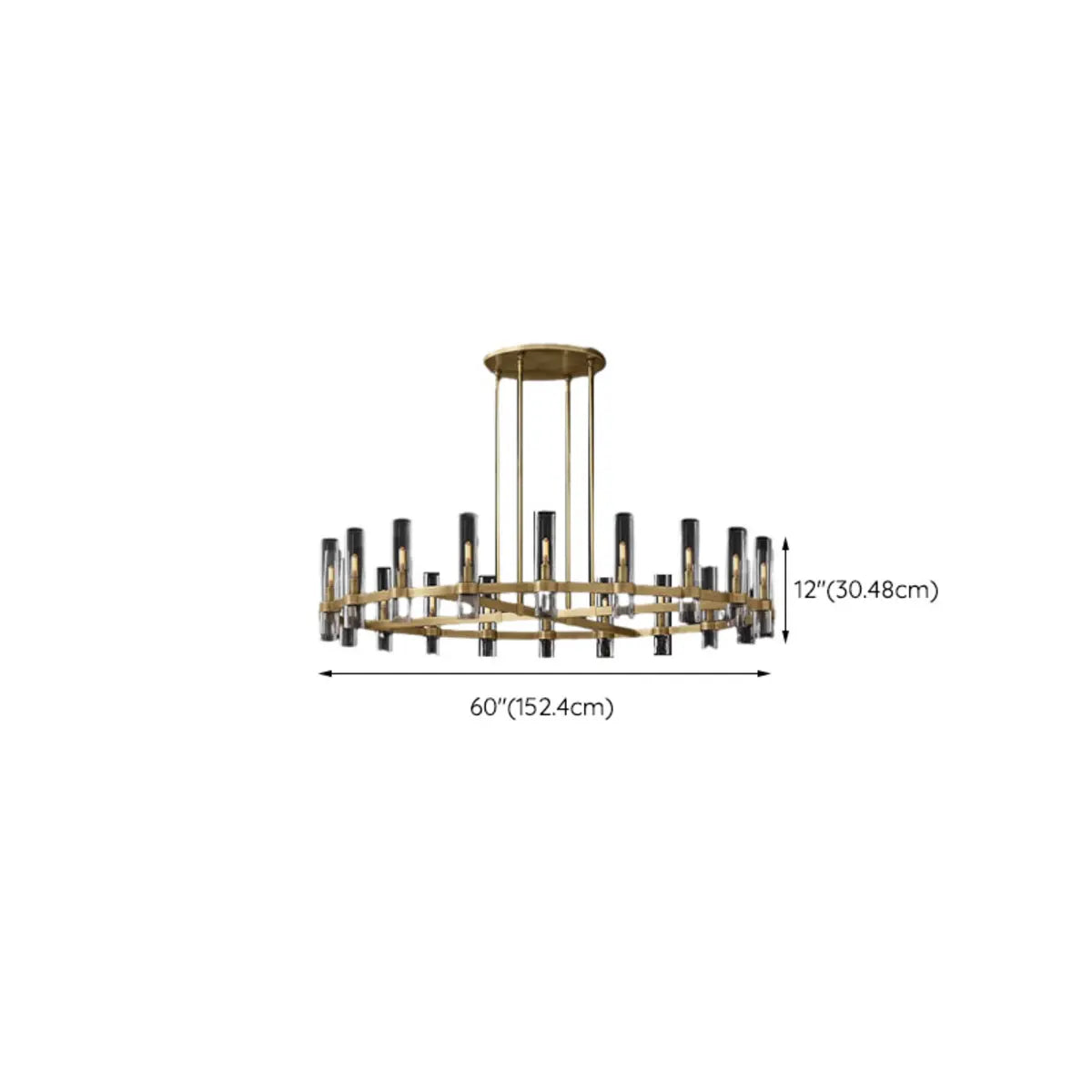 Classic Round Cylinder Glass Dining Room Bronze Chandelier Image - 28