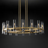 Classic Round Cylinder Glass Dining Room Bronze Chandelier Image - 6