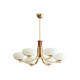 Classic Round Dining Room Cream Yellow Bowl Chandelier Image - 1