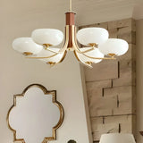 Classic Round Dining Room Cream Yellow Bowl Chandelier Image - 5