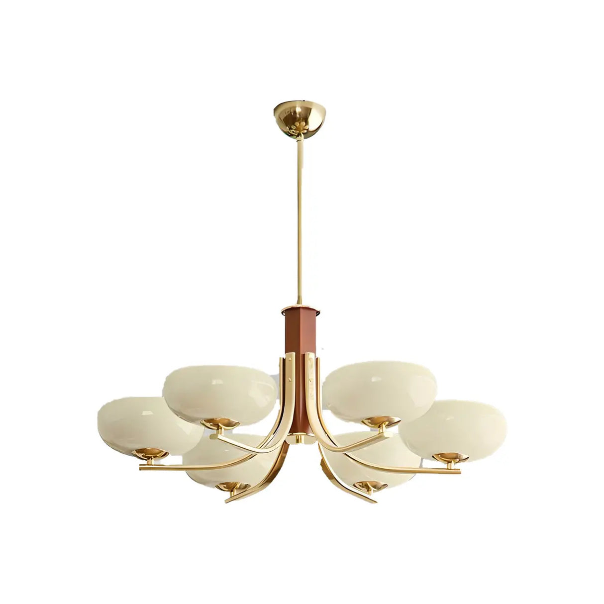 Classic Round Dining Room Cream Yellow Bowl Chandelier Image - 8