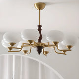 Classic Round Dome White Glass Ceiling Light Chandelier Image - 4