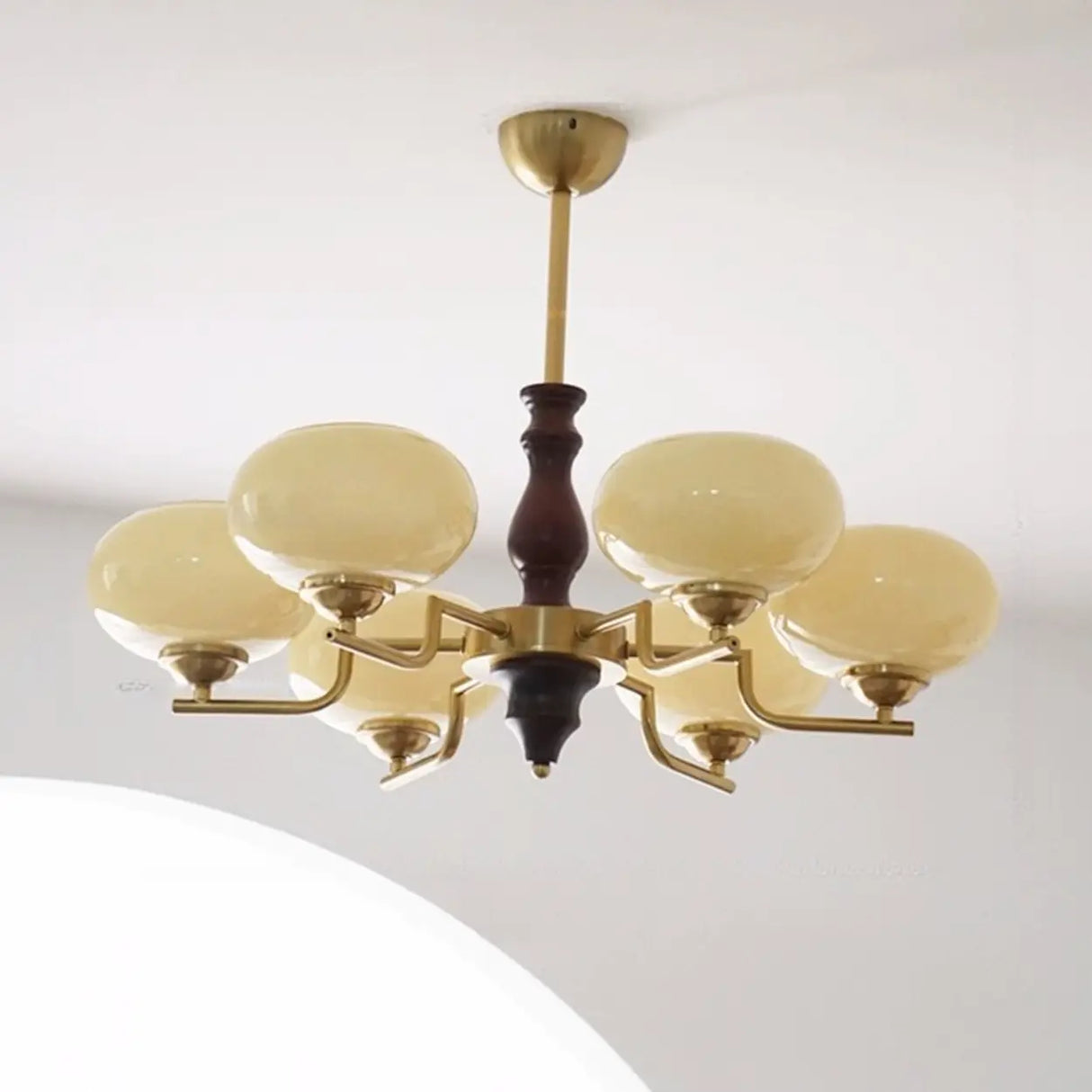 Classic Round Dome White Glass Ceiling Light Chandelier Image - 5