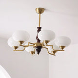 Classic Round Dome White Glass Ceiling Light Chandelier Image - 7