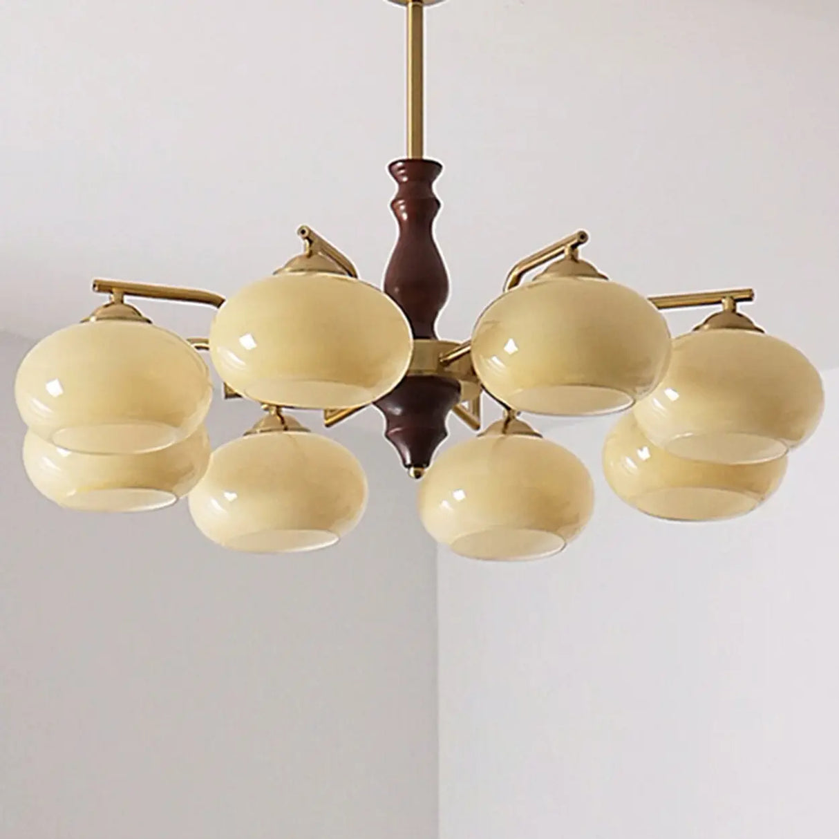 Classic Round Dome White Glass Ceiling Light Chandelier Image - 8